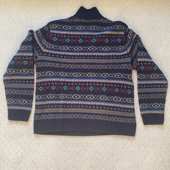 Polo by Ralph Lauren Wool Fair Isle Quarter-Zip Sweater- Size XL